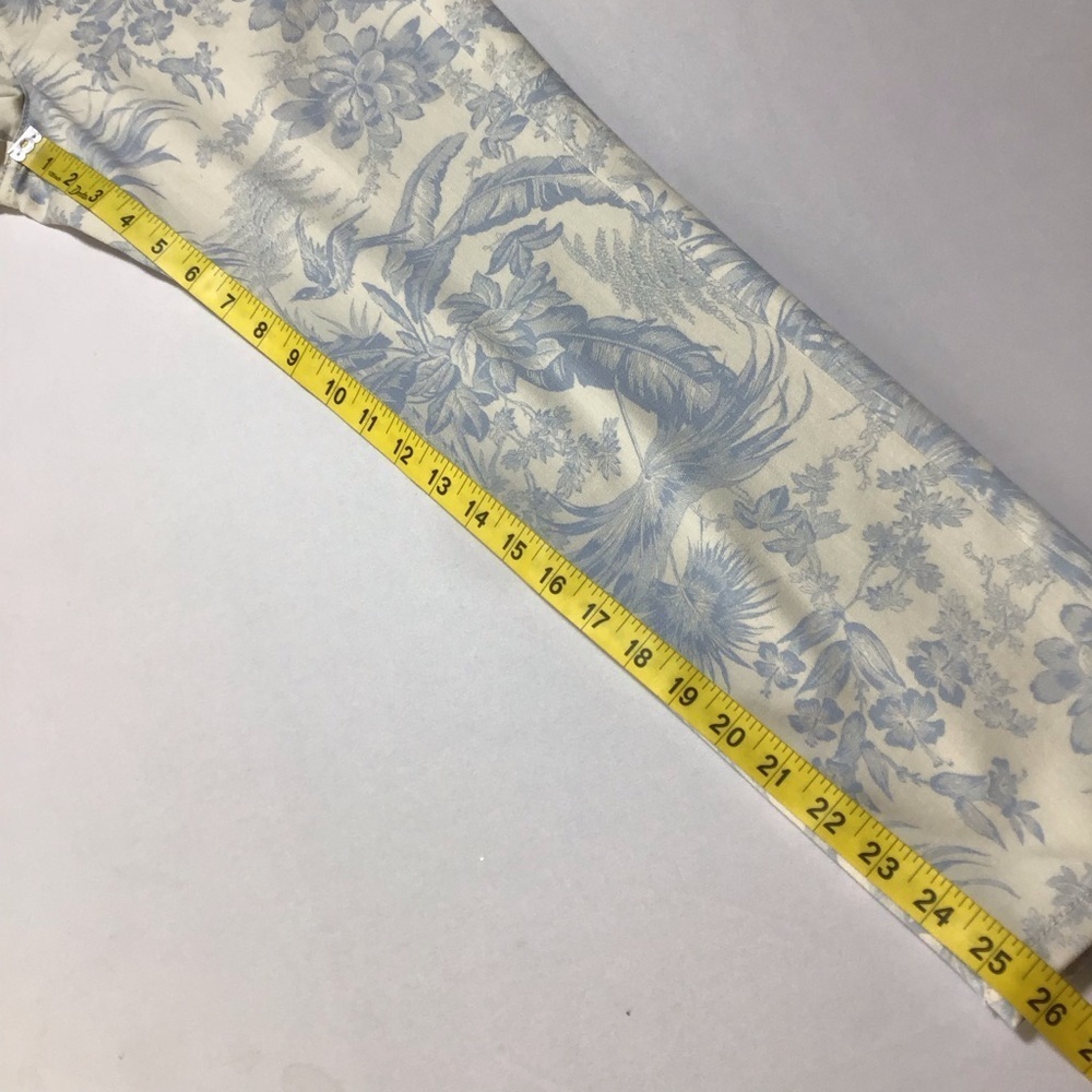 J. Jill Authentic Fit Slim Ankle Cream and Blue Floral Tropical Bird Jeans - Picture 10 of 10